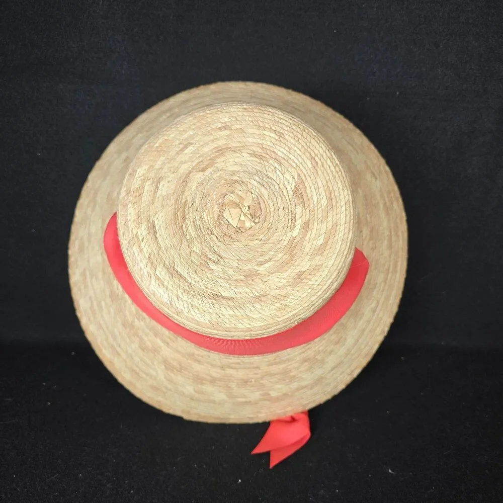 Sarah Bray Bermuda Straw Bucket Hat Coral Ribbon Tie Sun Hat Womens